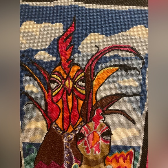 Rooster and Chicken Weaving Folk Art - Picture 2 of 11